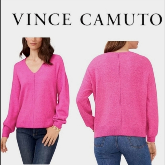 VINCE CAMUTO V-Neck Paradox Pink Cozy Sweater S NWT - Picture 1 of 13